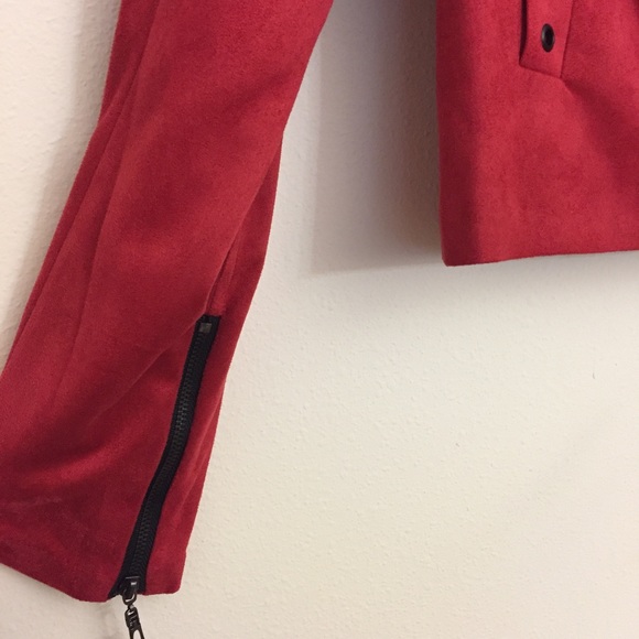 NWT Deep Red Spring Suede Moto Jacket - Picture 4 of 8