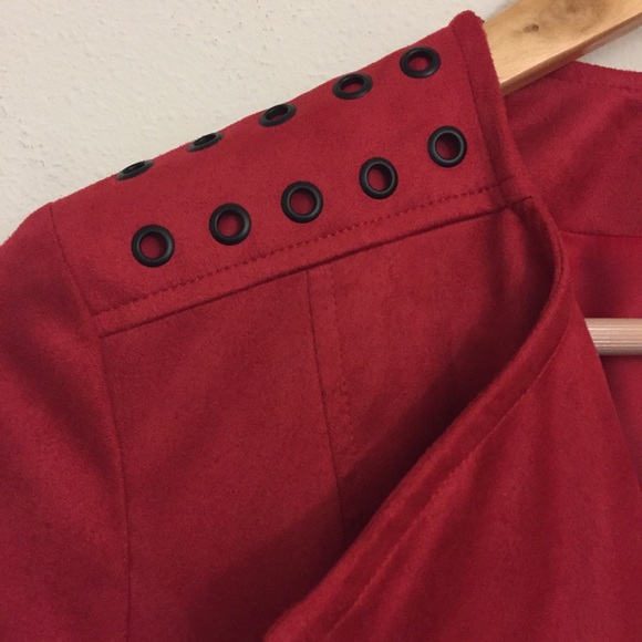 NWT Deep Red Spring Suede Moto Jacket - Picture 7 of 8