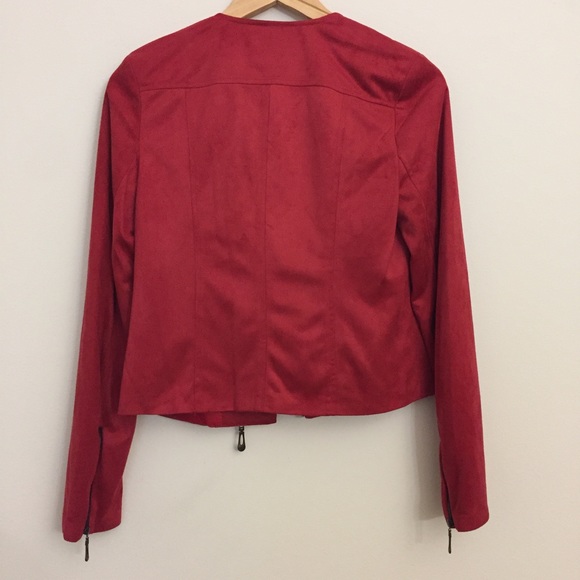 NWT Deep Red Spring Suede Moto Jacket - Picture 8 of 8