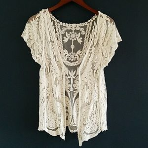 Ivory Lace Open Cardigan