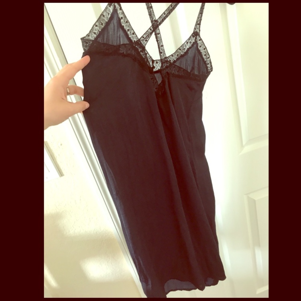 Navy lace trim dress