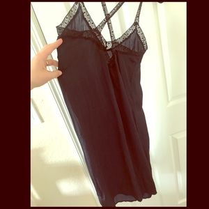 Navy lace trim dress