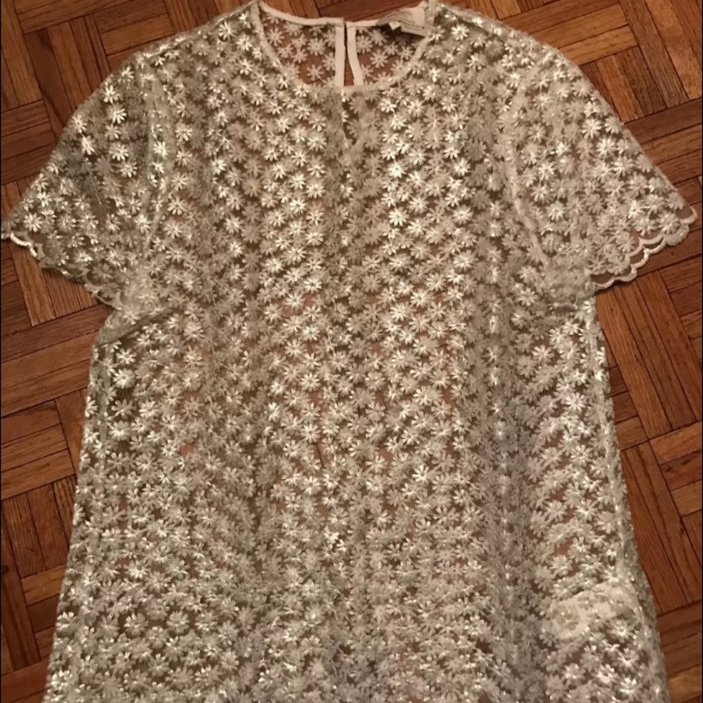 Authentic Kate Spade white and silver flower top