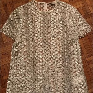 Authentic Kate Spade white and silver flower top