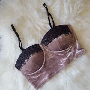 Band of Gypsies Dusty Pink Velvet Crop Top