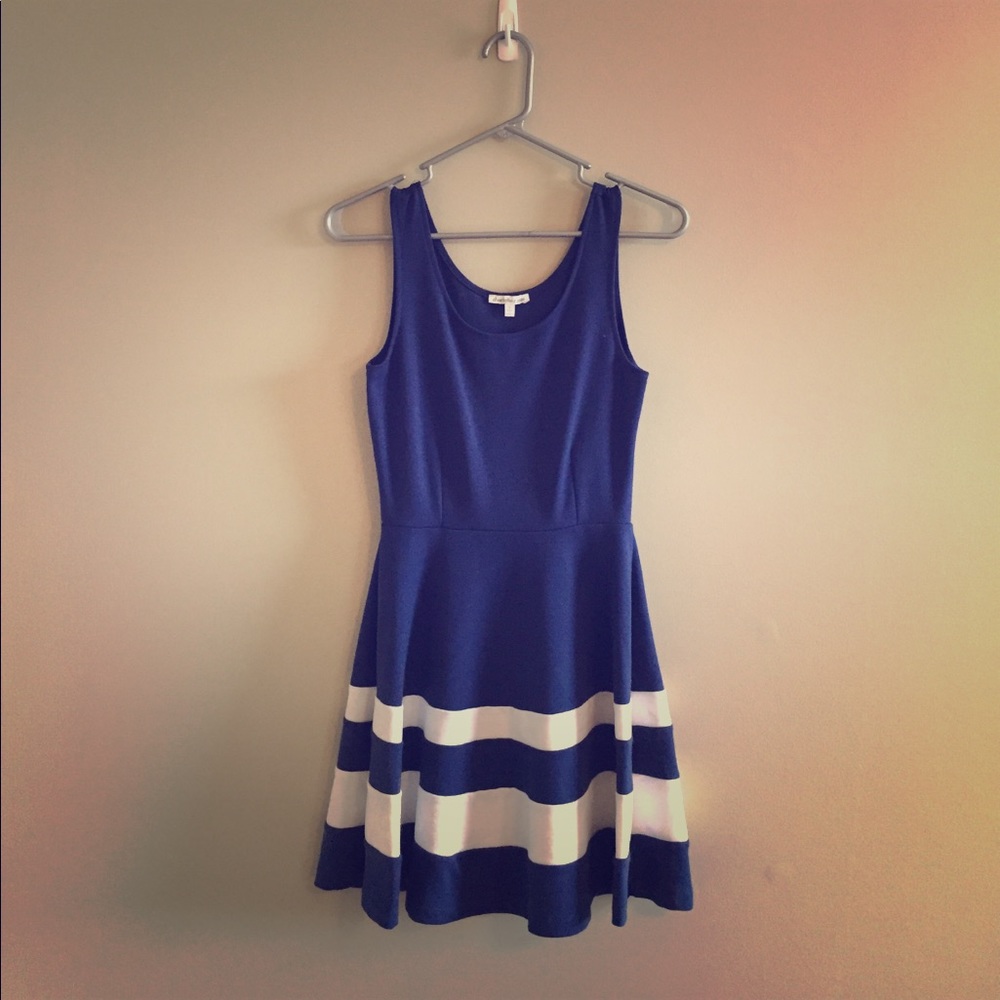 Sleeveless Navy/White Skater Dress - Picture 1 of 4