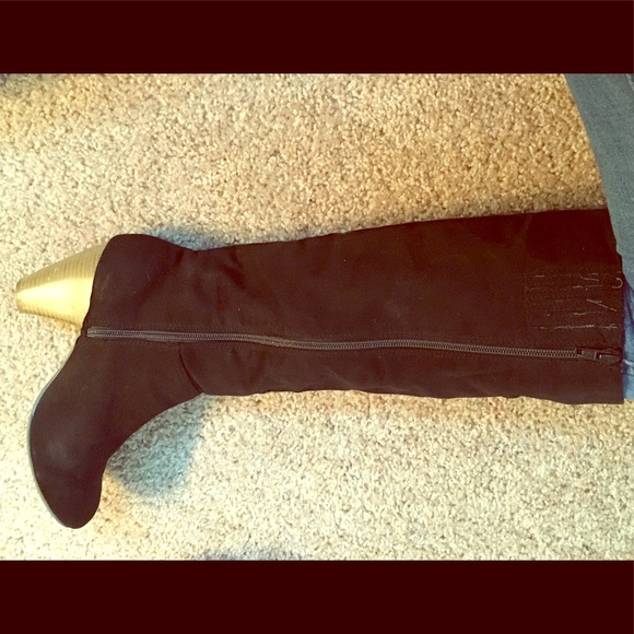 Black right below the knee high heel boots - Picture 1 of 3
