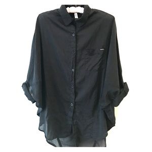 RVCA Black Button Blouse Size S