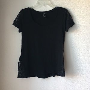 Black, lace sleeved shirt