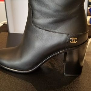 Chanel Black Suede and Calfskin Ankle Boots