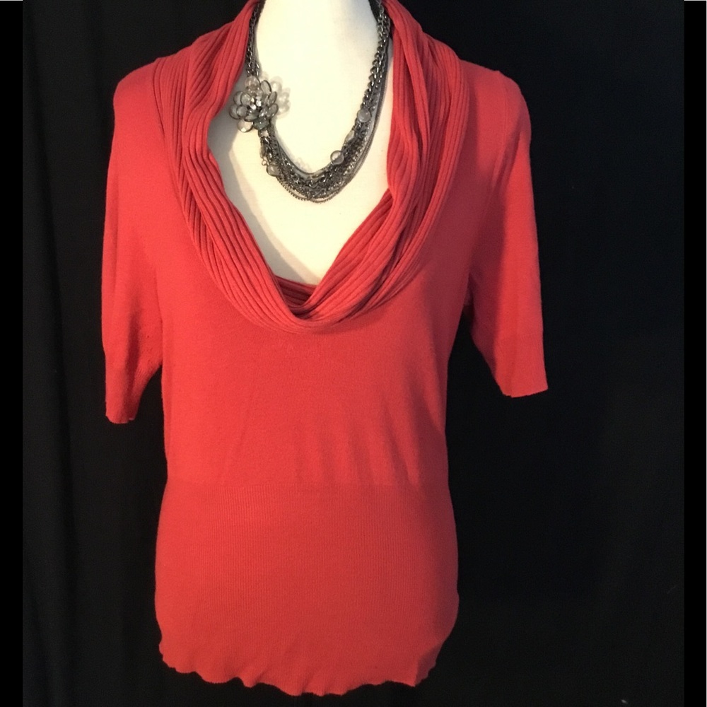 "Apt 9" Soft Warm Red Cowell Neck Sweater