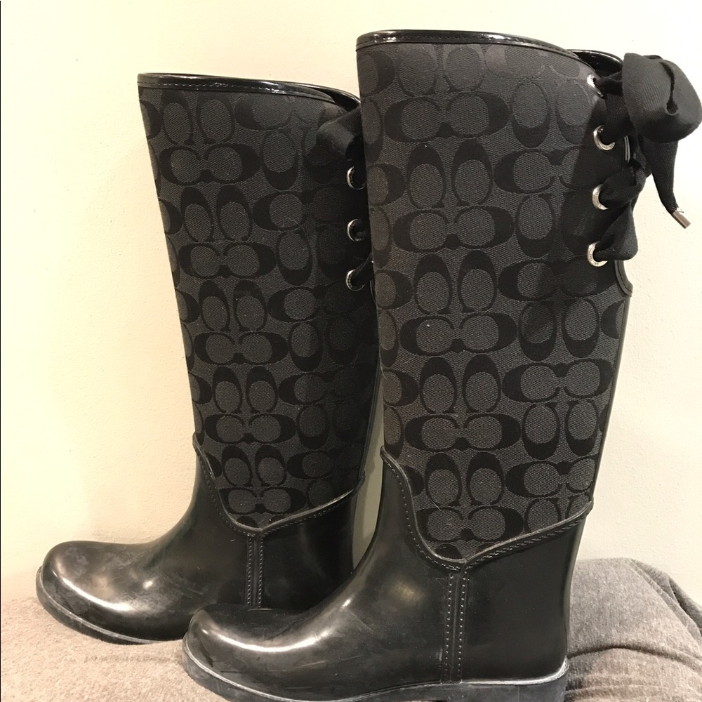 Black Coach rain boots- "Tristee" boots size 8