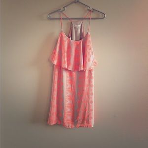 Cream/Neon Orange Summer Dress