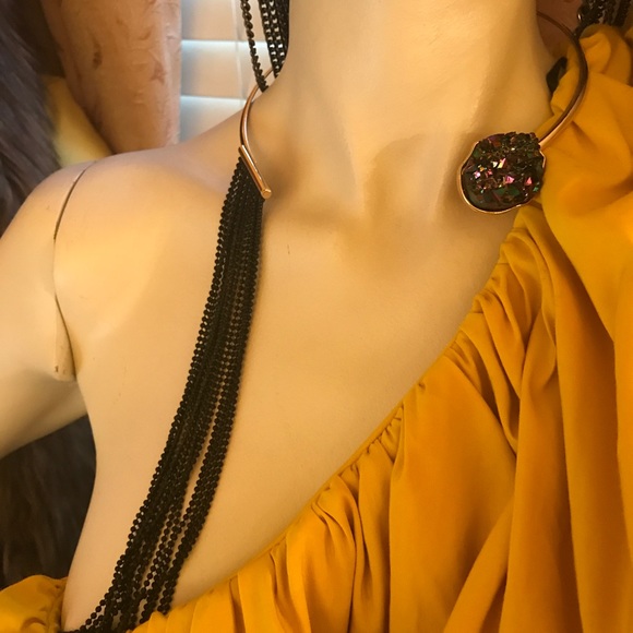 H&M coachella Open Necklace Gold, Crystal, Fringe - Picture 8 of 8