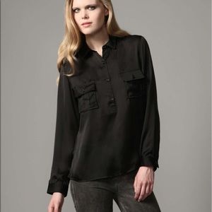 NWOT // Silk Half Button Up Shirt