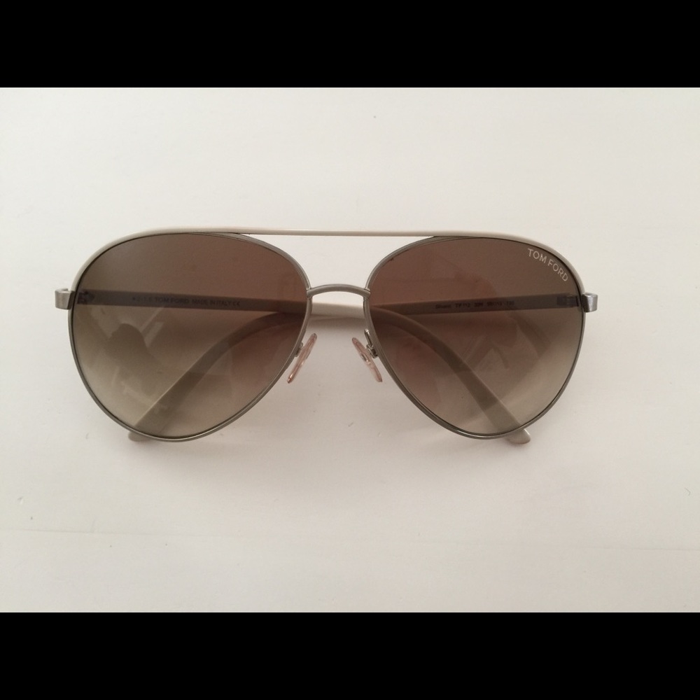 Tom Ford white/brown Silvano TF112 sunglasses