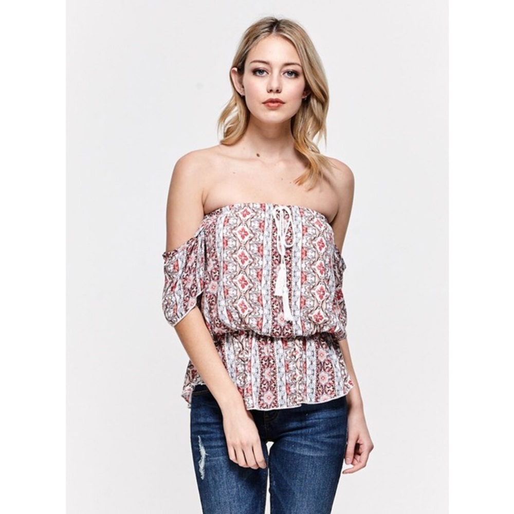 SALE Off The Shoulder Lace Up Top
