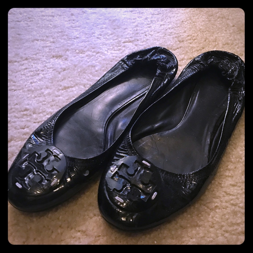 Tory Burch Reva ballet flats black patent leather