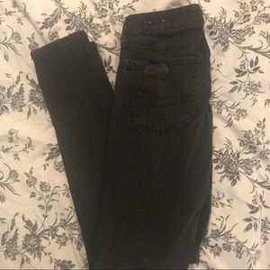 Black Distressed American Eagle Skinny Jeans