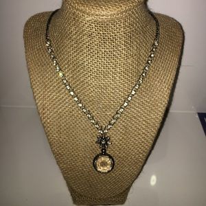 Fossil Magnifier Necklace w/crystal detail.