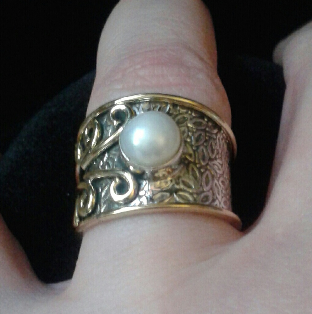 New *HC Victorian Natural Pearl Solid925S/14KYG Rg