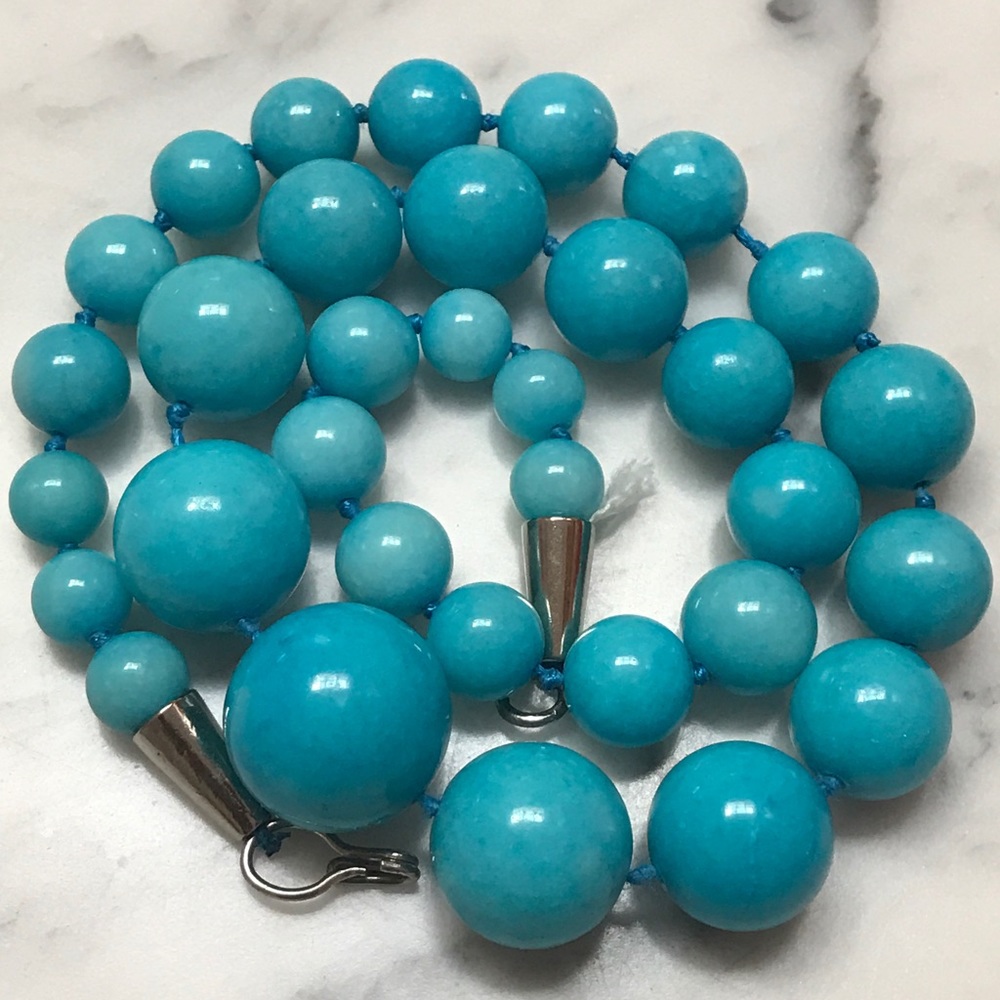 Blue Quartz Gemstone Bead Necklace - Picture 1 of 8