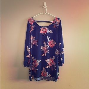 Navy/Floral Long Sleeved Dress