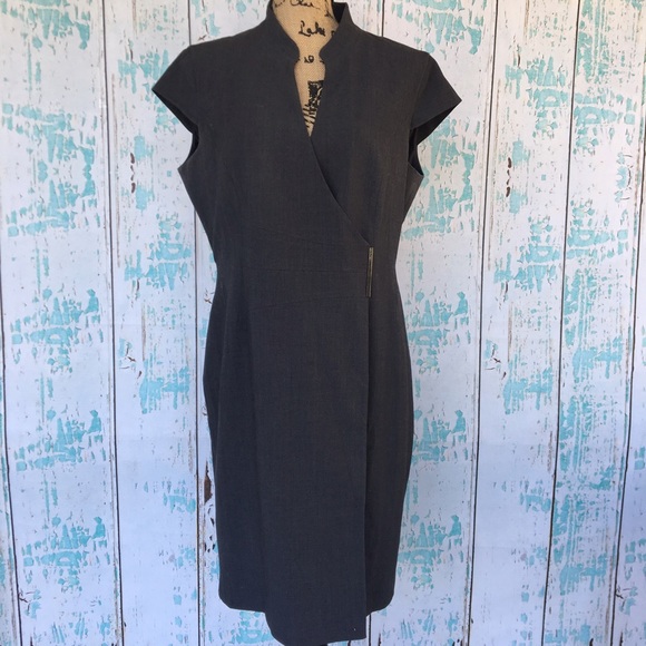 Calvin Klein Dresses & Skirts - Calvin Klein gray work dress with wrap style clasp