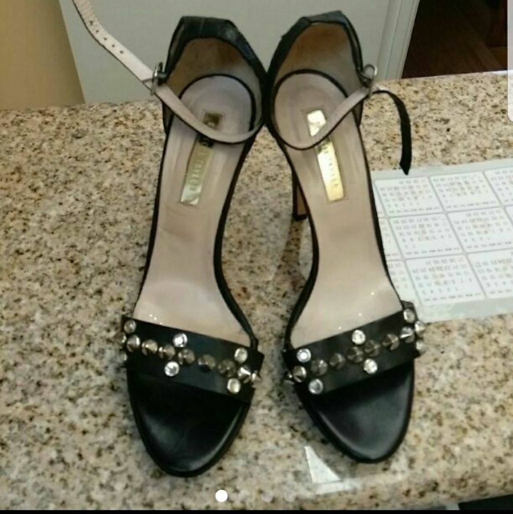 Rebecca Taylor black leather high heels Sz37. 5