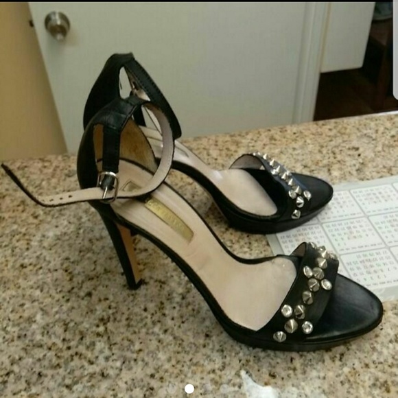 Rebecca Taylor black leather high heels Sz37. 5 - Picture 2 of 4