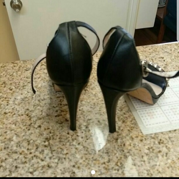 Rebecca Taylor black leather high heels Sz37. 5 - Picture 3 of 4