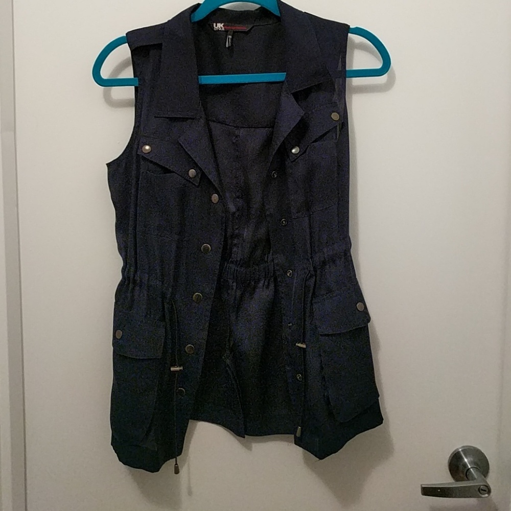 Sheer navy blue french connection top