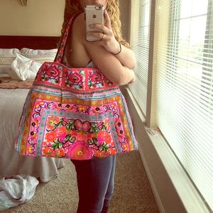 Embroidered beach bag