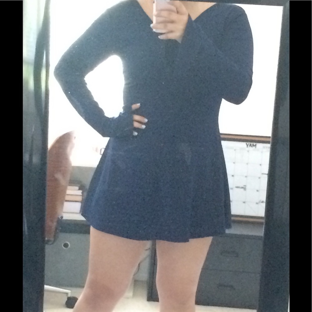 Bell sleeve navy blue dress