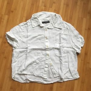 White Brandy Melville Short Sleeve Button Down Top