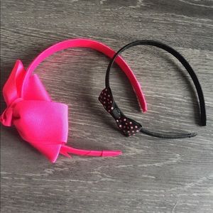 Hot pink bow & black polka dot bow headbands