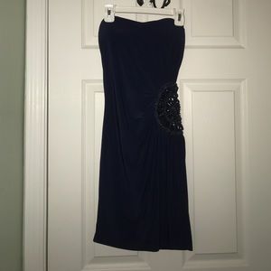 Foreign Exchange Dark Blue Strapless Jewel Dress