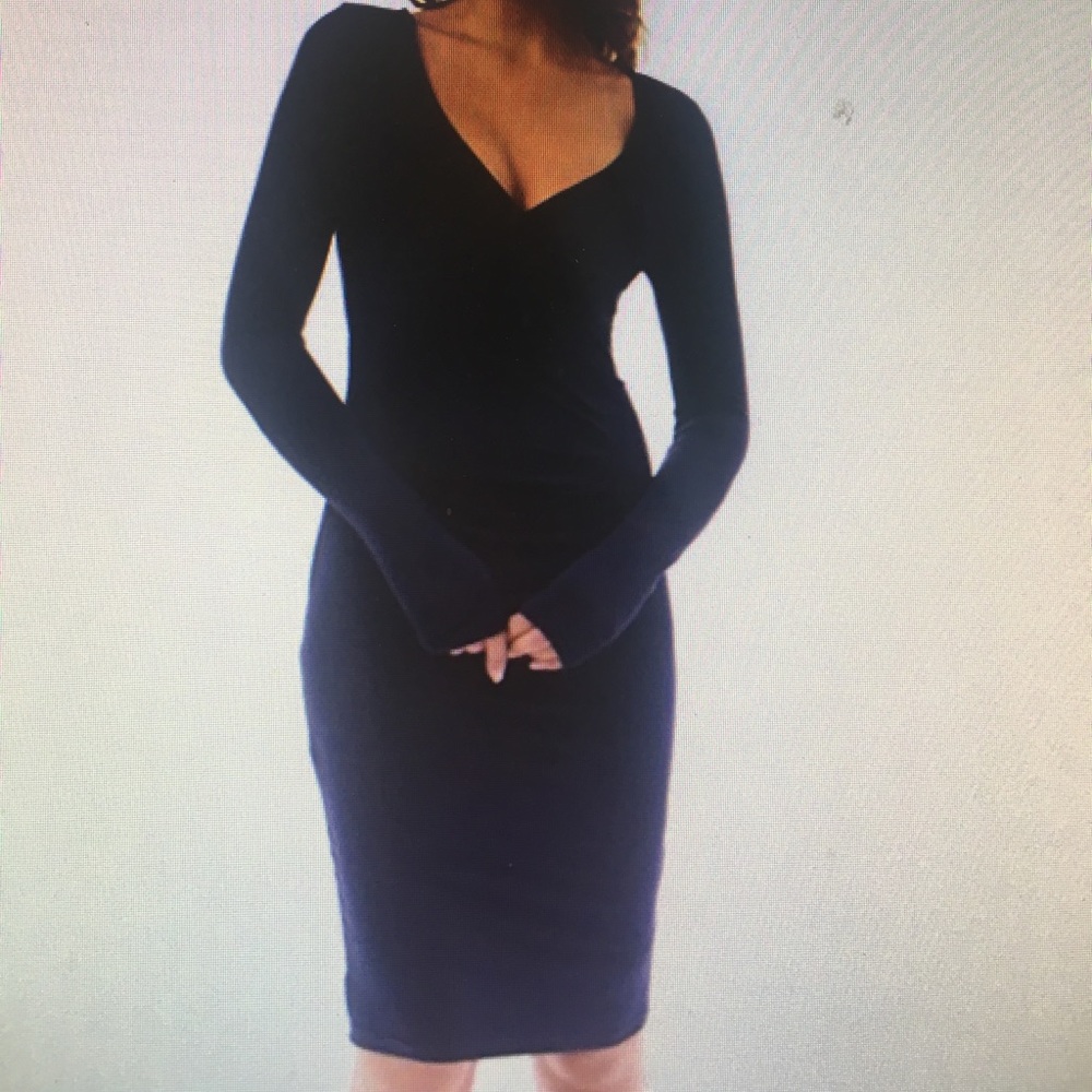 VNeck Sheath Dress Navy Blue