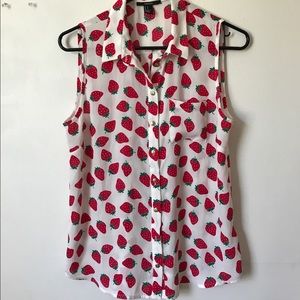 white strawberry button up
