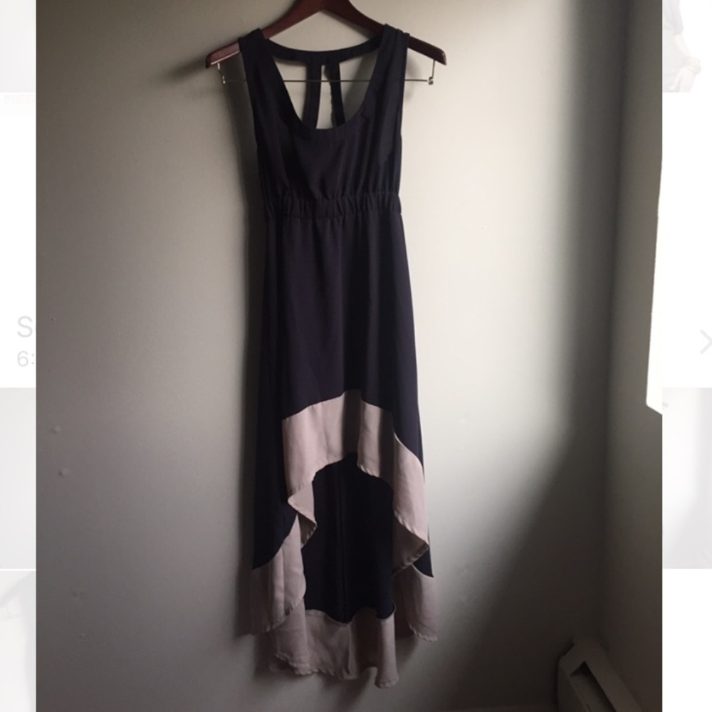High low dress with strap back
