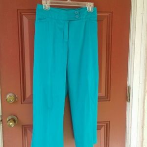 Teal Sateen Capri pants