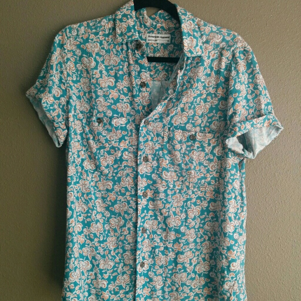 American apparel floral printed button shirt XS