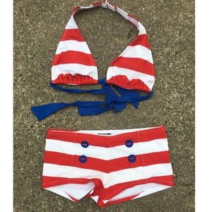 Retro style two piece swimsuit.