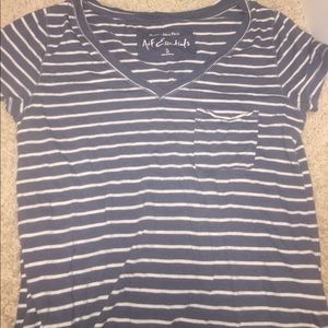 Abercrombie blue and white stripped V-neck shirt