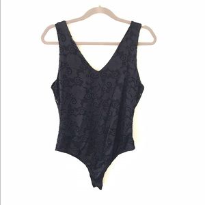 NWOT Black lace v-neck bodysuit