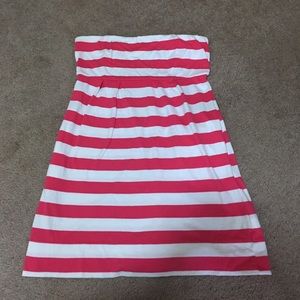 GAP pink and white striped strapless dress