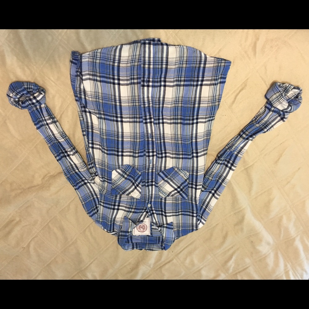 white and blue flannel