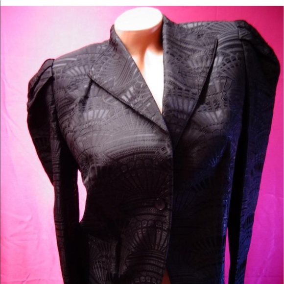 Vintage Mister Leonard black retro mermaid shell 80’s career blazer jacket sz 8 - Picture 3 of 5
