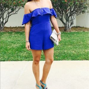 Off shoulder Royal Blue romper