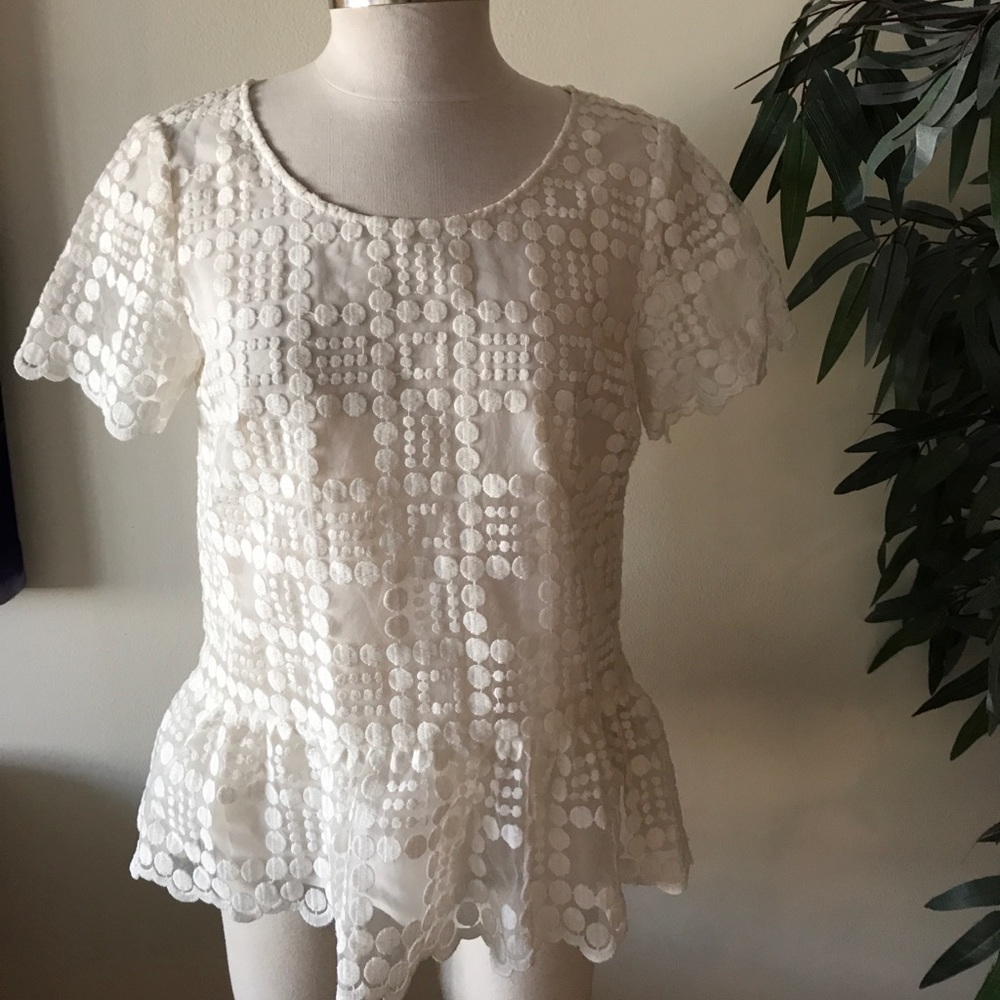 LEIFSDOTTIR ivory short sleeve silk blouse